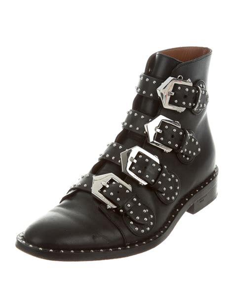 studded leather buckled ankle boots givenchy|Givenchy Elegant Studded Buckle Leather Ankle Boots.